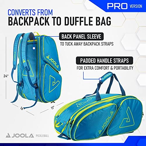 JOOLA Tour Elite Pro Pickleball Bag – Durable Backpack & Duffle Bag for Paddles & Accessories – Thermal Insulated Pocket