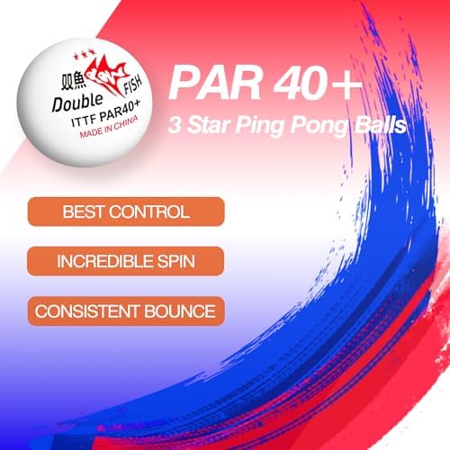 DOUBLE FISH High Performance 3-Star Table Tennis Balls - White 40+ ABS - Ultimate Durability for 2024 Games - 6 Pack D