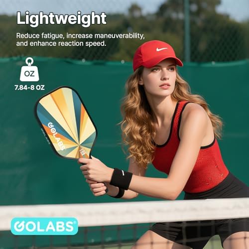 GOLABS PB1 Pickleball Paddles Set of 2 Durable Fiberglass Surface USAPA Approved 8oz Lightweight Comfort Anti-Slip Elong