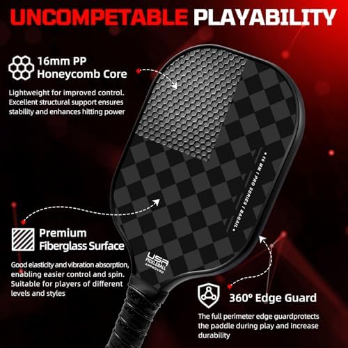 Pickleball Paddles USAPA Approved Lightweight with 4 Balls Traction and Stability California Designed Recycled Material