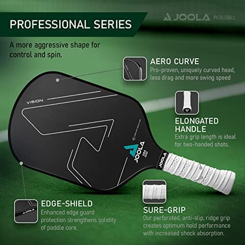 JOOLA Vision Textured Carbon Grip Pickleball Paddle for Maximum Spin and Control - Polypropylene Honeycomb Core 16mm JOO