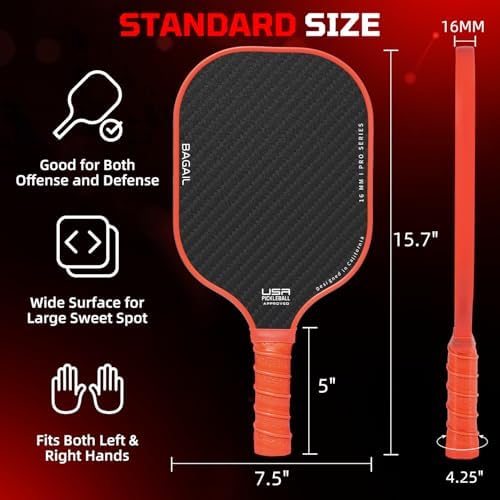 Pickleball Paddles USAPA Approved Lightweight with 4 Balls Traction and Stability California Designed Recycled Material