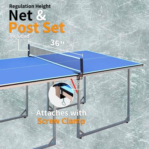 Table Tennis Table Foldable MDF Multi-Use, |5FT/6FT/9FT for Kid Teenager Adult