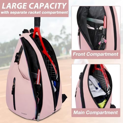 Ytonet Water Resistant Tennis Sling Backpack Crossbody for Men Women | Ytonet Men Women Pickleball Badminton Rackets Co