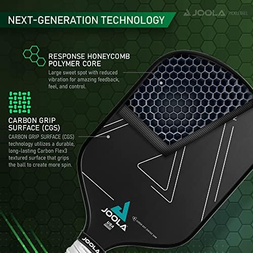 JOOLA Vision Pickleball Paddle - Maximum Spin and Control with Textured Carbon Grip | Polypropylene Honeycomb Core | Ava