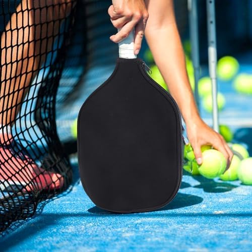 Durable Neoprene Pickleball Paddle Covers, 8.26 x 11.8 Inch Zippered Storage Bag for Pickleball Players