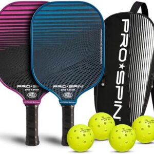 Lightweight Carbon Fiber Pickleball Paddle with Indoor/Outdoor Balls - Durable Gift for Men, Women & Families Durable Ca