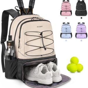 Professional Women's Tennis Bag Holds 2 Rackets, Ventilated Shoe Compartment for Tennis | Women's Tennis Backpack with