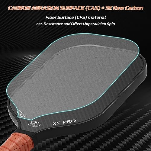 USA Pickleball Approved Pickleball Paddle, 3K Raw Carbon Fiber Surface (CFS) High Grit & Spin, 16MM Polypropylene Honeyc