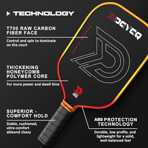 Pickleball Paddles - Professional Carbon Fiber Paddle with Honeycomb Core - Lightweight Precision & Enhanced Shock Absor