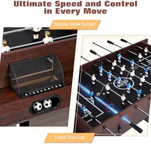 4-in-1 Combo Game Table - Multi-Game Table with Foosball, Electric Air Hockey (Powerful 700mA Motor), Ping Pong & Poker