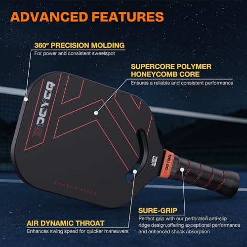 Carbon Fiber Pickleball Paddle, Increase Power for Ultimate Spin & Consistency | Premium Carbon Fiber Pickleball Paddle