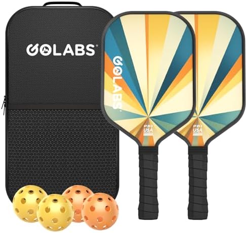 GOLABS PB1 Pickleball Paddles Set of 2 Durable Fiberglass Surface USAPA Approved 8oz Lightweight Comfort Anti-Slip Elong