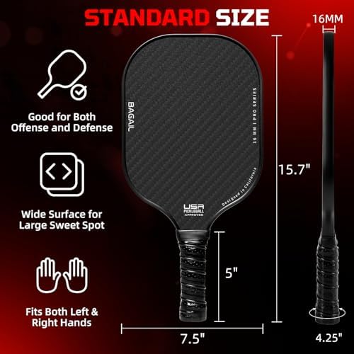 Pickleball Paddles USAPA Approved Lightweight with 4 Balls Traction and Stability California Designed Recycled Material