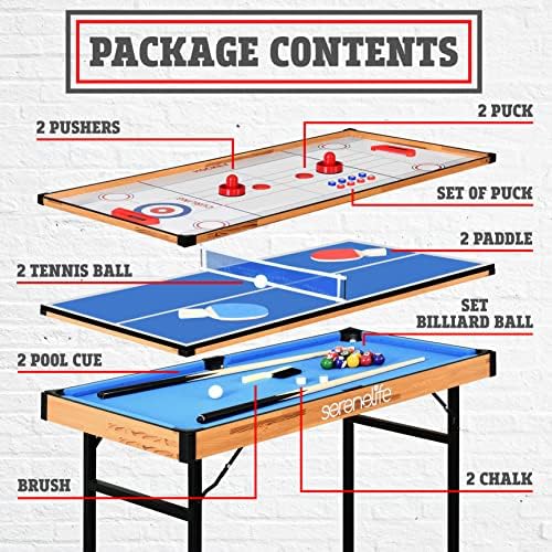 SereneLife 4 in 1 Multi Game Table, Portable Sports Arcade Games, All Ages, Indoor/Outdoor