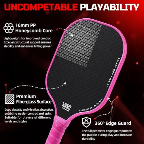 Pickleball Paddles USAPA Approved Lightweight with 4 Balls Traction and Stability California Designed Recycled Material