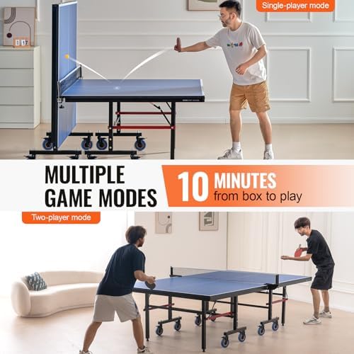 VEVOR Professional Table Tennis Table for Indoor Use, Portable and Foldable with Quick Clamp Net and Lockable Wheels VEV