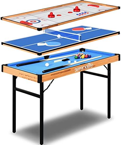 SereneLife 4 in 1 Multi Game Table, Portable Sports Arcade Games, All Ages, Indoor/Outdoor