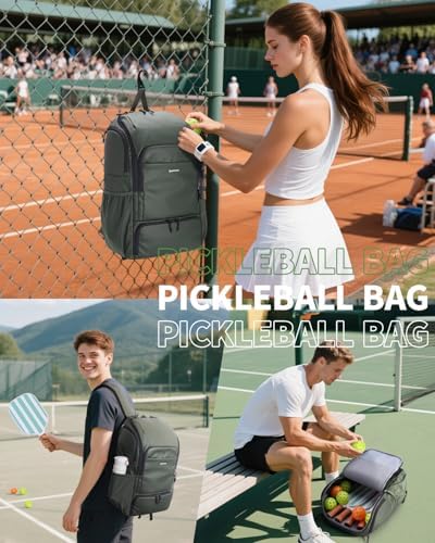 Pickleball Bag Sports Pickleball Backpack with Shoe Compartment Large Men Women Patent Pending