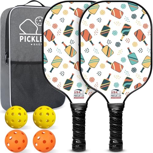 Pickleball Paddles USAPA Approved Lightweight with 4 Balls Traction and Stability California Designed Recycled Material