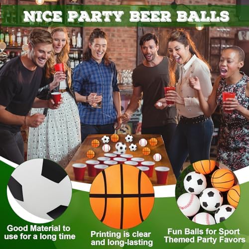 60 Pcs Sport Themed Table Tennis Balls - Bulk Game Balls for Carnival and Party Decoration | 60 Pcs Sport Themed Table