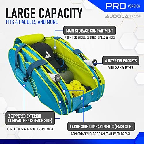 JOOLA Tour Elite Pro Pickleball Bag – Durable Backpack & Duffle Bag for Paddles & Accessories – Thermal Insulated Pocket