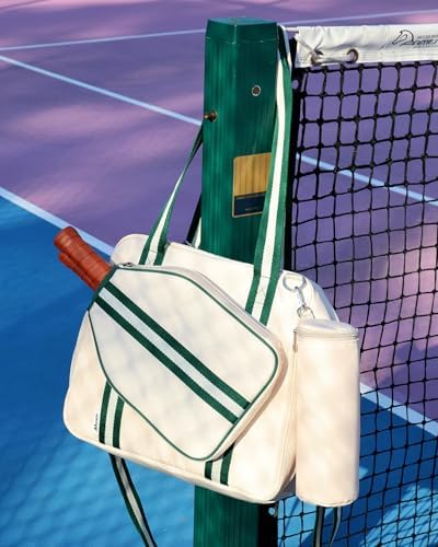 Pickleball Tote Bag for Women & Men with Paddle Cover Pocket External Ball Bag and Adjustable Shoulder Strap Fence Hook