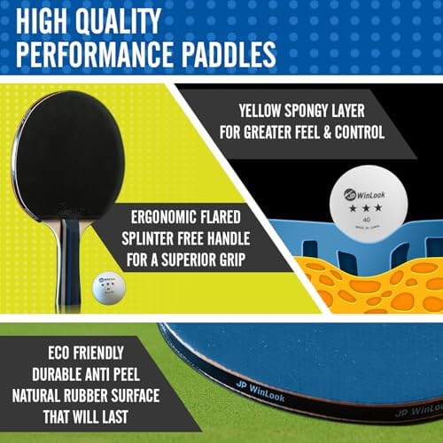 JP WinLook Table Tennis Paddle Set - Professional Case & Balls - For Indoor & Outdoor - Premium Set for Players