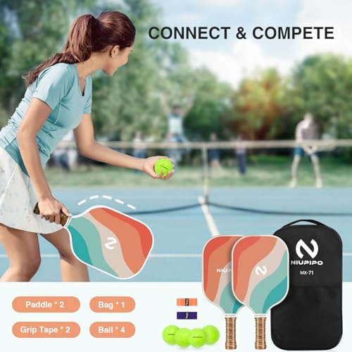 USAPA Approved Graphite Carbon Fiber Pickleball Paddles Set of 4 for Men Women, Polypropylene Honeycomb Core, Cushion |7