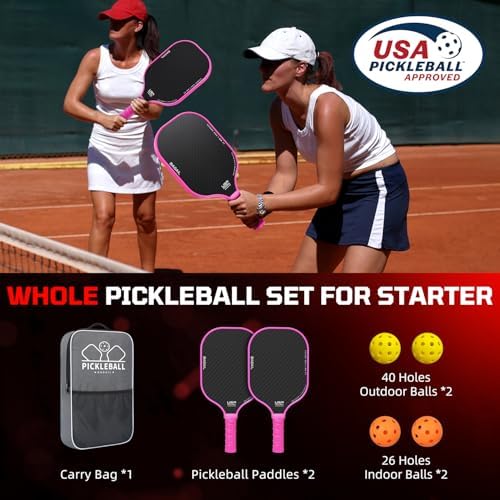 Pickleball Paddles USAPA Approved Lightweight with 4 Balls Traction and Stability California Designed Recycled Material
