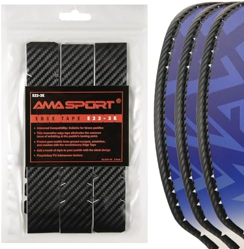 Pickleball Paddle Protection Tape - 3K PU Interwoven Texture - Racket Edge Protection Tape - Fit Perfectly Curved Edge -