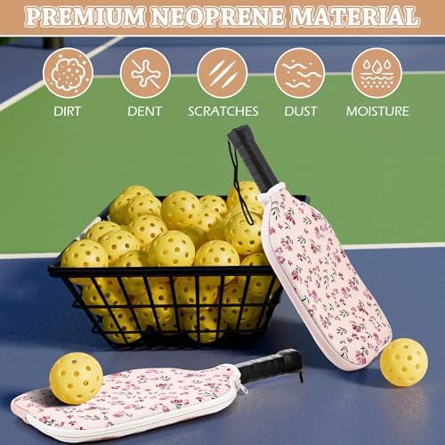 Pickleball Paddle Cover Neoprene Racket Sleeve with Zipper Compatibility Men Women