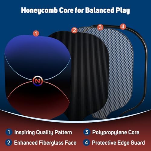 USAPA Approved Graphite Carbon Fiber Pickleball Paddles Set of 4 for Men Women, Polypropylene Honeycomb Core, Cushion |7