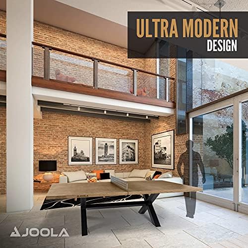 JOOLA Multi Use Outdoor Table Tennis Table - Concrete Wood Look - Indoor Outdoor - Conference Table Dining Table Include