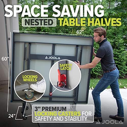 JOOLA Multi Use Outdoor Table Tennis Table - Concrete Wood Look - Indoor Outdoor - Conference Table Dining Table Include