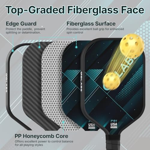 GOLABS PB1 Pickleball Paddles Set of 2 Durable Fiberglass Surface USAPA Approved 8oz Lightweight Comfort Anti-Slip Elong