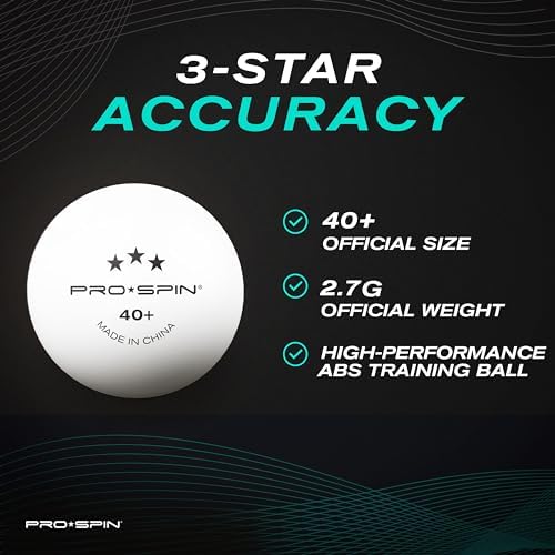Pro-Spin 3-Star Premium White Ping Pong Balls - High-Performance 40+ ABS | Ultimate Durability for Indoor & Outdoor Play