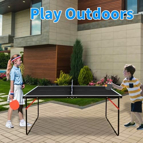 Table Tennis Table Foldable MDF Multi-Use, |5FT/6FT/9FT for Kid Teenager Adult