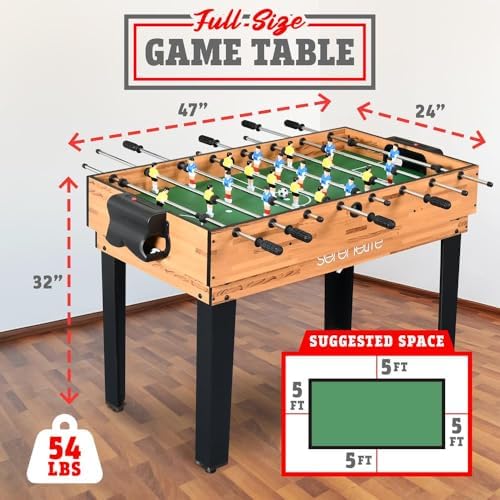 SereneLife Multi Game Table, 48" Sports Arcade Games, Pool Billiards, Soccer Foosball, for Family and Kids