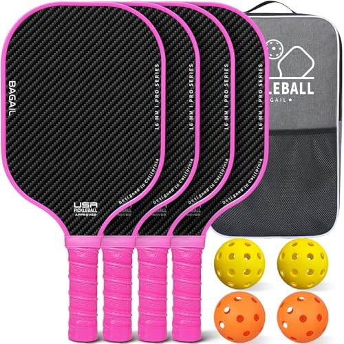 Pickleball Paddles USAPA Approved Lightweight with 4 Balls Traction and Stability California Designed Recycled Material
