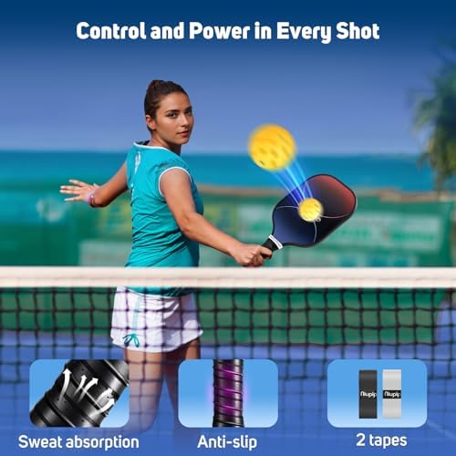 USAPA Approved Graphite Carbon Fiber Pickleball Paddles Set of 4 for Men Women, Polypropylene Honeycomb Core, Cushion |7