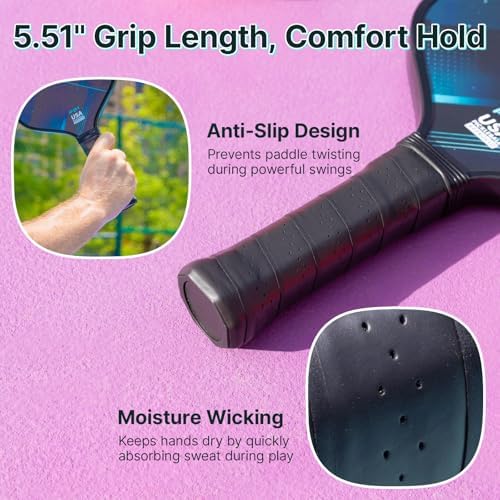 GOLABS PB1 Pickleball Paddles Set of 2 Durable Fiberglass Surface USAPA Approved 8oz Lightweight Comfort Anti-Slip Elong