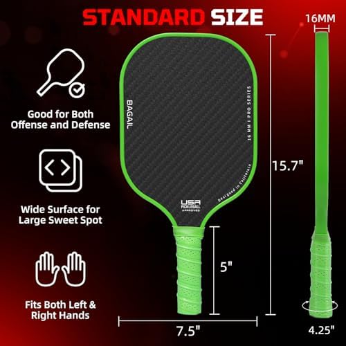 Pickleball Paddles USAPA Approved Lightweight with 4 Balls Traction and Stability California Designed Recycled Material