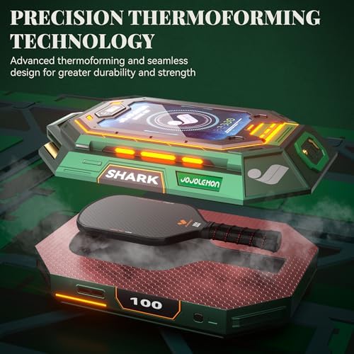 Carbon Fiber Pickleball Paddle for Ultimate Spin & Consistency | 16mm Shark Power Polymer Core Pickleball Paddle | Carb