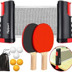 FBSPORT Portable Table Tennis Set with Retractable Net for Outdoor Games | FBSPORT Table Tennis Rackets and Balls Set f