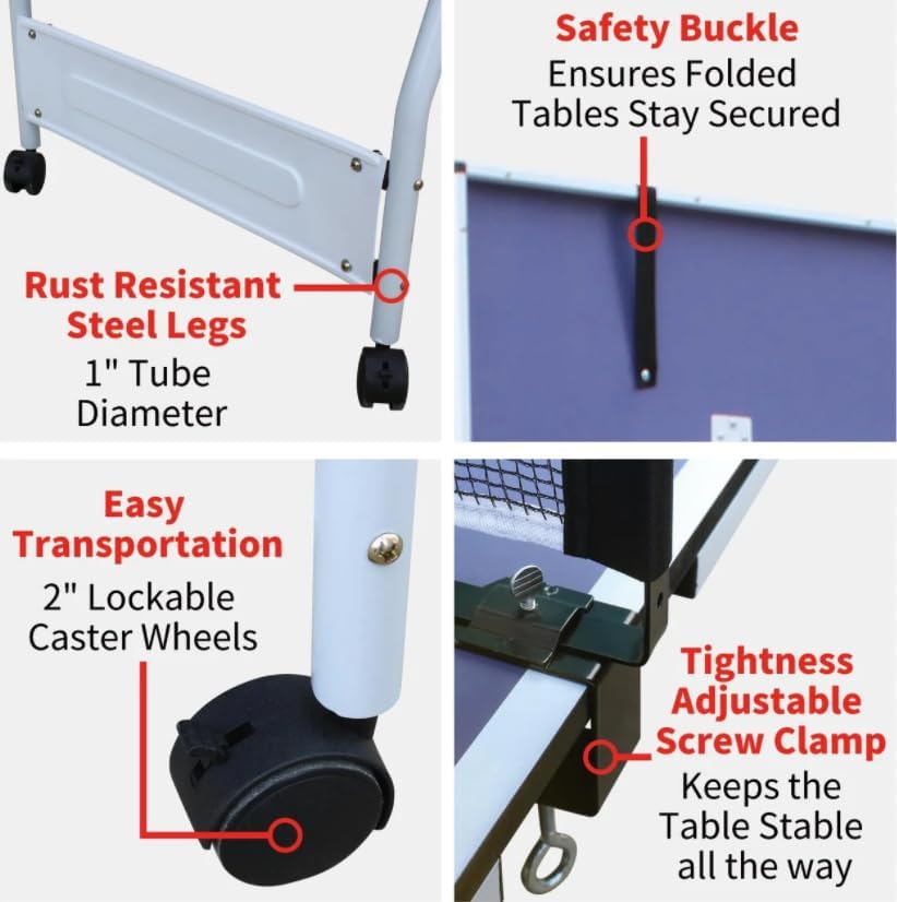 Table Tennis Table Foldable MDF Multi-Use, |5FT/6FT/9FT for Kid Teenager Adult