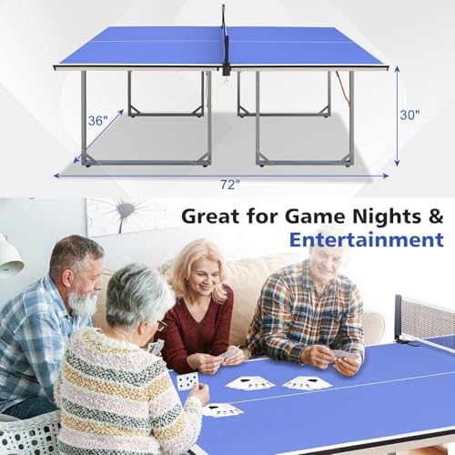 Table Tennis Table Foldable MDF Multi-Use, |5FT/6FT/9FT for Kid Teenager Adult