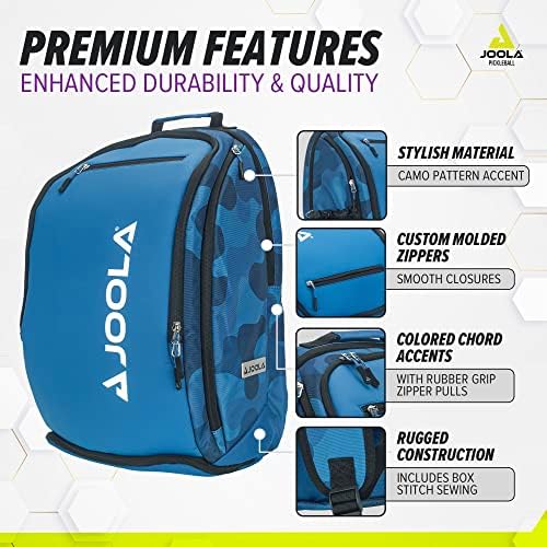 JOOLA Vision II Deluxe Pickleball Backpack - Large Size Ideal for Pickleball Enthusiasts - Padded Paddle Protection, Mul