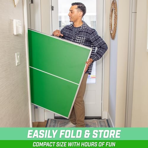 GoSports Mid-Size Table Tennis Table Set for Home & Gym - Green or Blue - 6 x 3 ft - Adjustable Height | GoSports Green