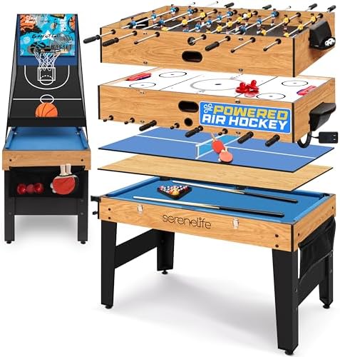 SereneLife 4 in 1 Multi Game Table, Portable Sports Arcade Games, All Ages, Indoor/Outdoor